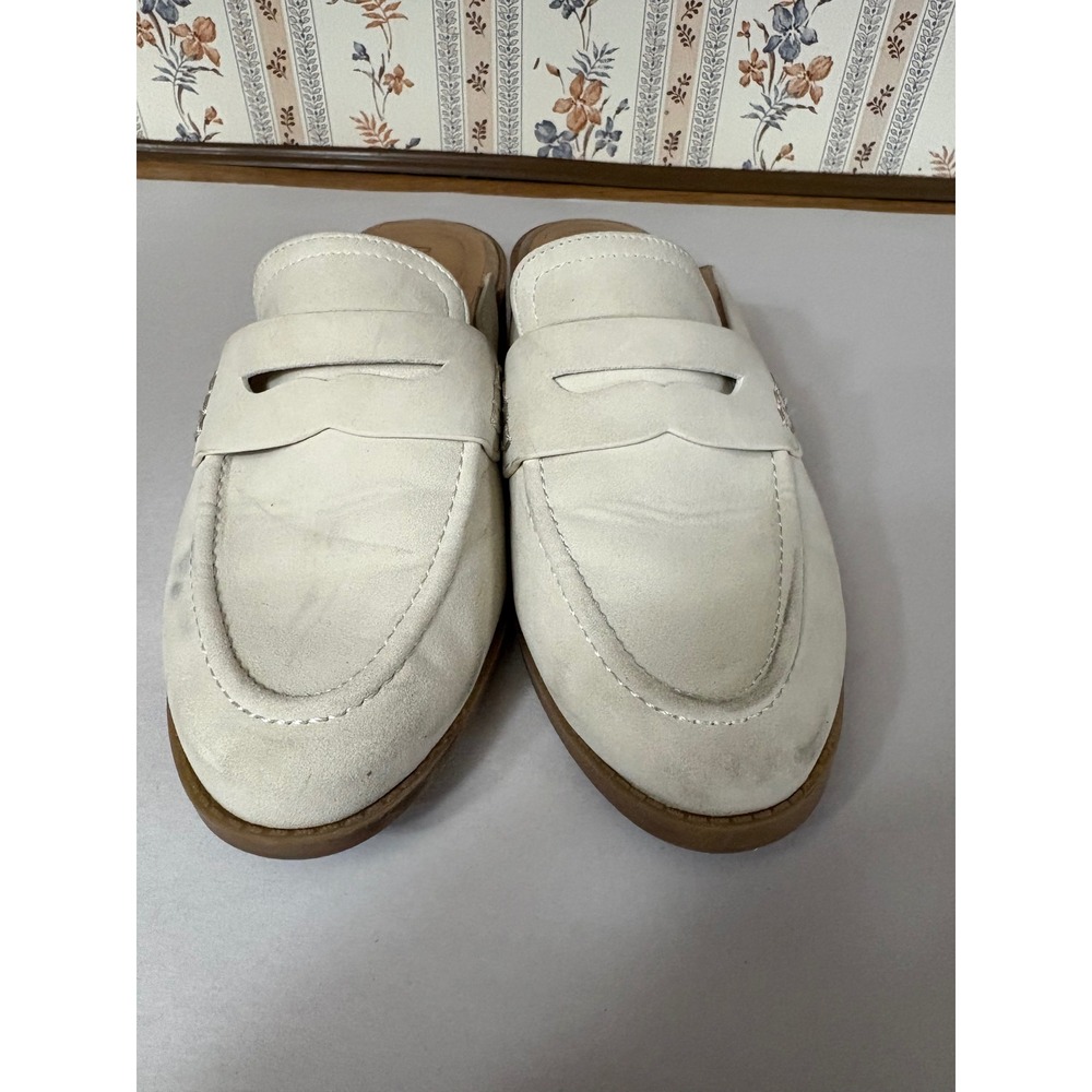Cushionaire Womens Memory Foam Mule Loafers Cream Faux Suede‎ Size 7W - Picture 2 of 10